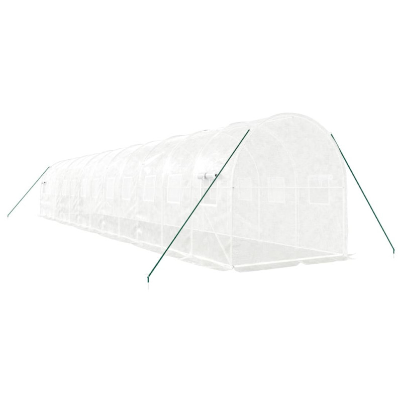 Produktbild för Växthus med stålram vit 24 m² 12x2x2 m