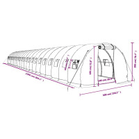 Miniatyr av produktbild för Växthus med stålram vit 66 m² 22x3x2 m