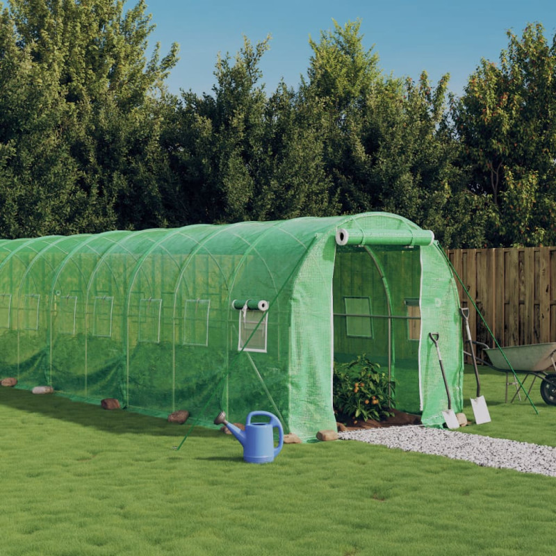 Produktbild för Växthus med stålram grön 44 m² 22x2x2 m