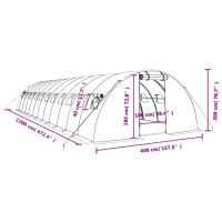 Produktbild för Växthus med stålram vit 48 m² 12x4x2 m