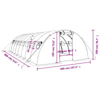 Produktbild för Växthus med stålram vit 32 m² 8x4x2 m