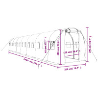 Miniatyr av produktbild för Växthus med stålram vit 28 m² 14x2x2 m