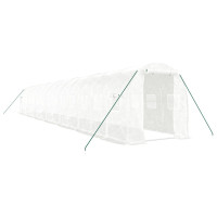 Produktbild för Växthus med stålram vit 28 m² 14x2x2 m