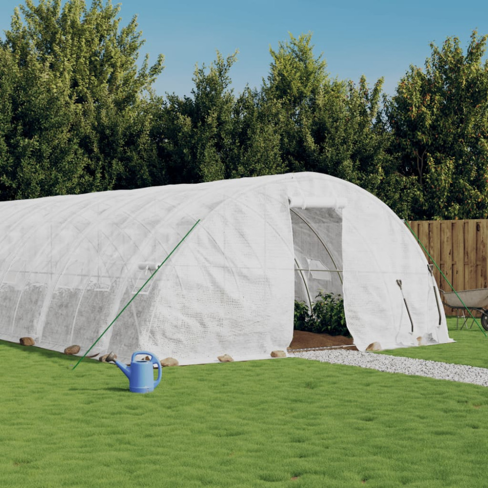Produktbild för Växthus med stålram vit 50 m² 10x5x2,3 m