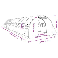 Produktbild för Växthus med stålram grön 36 m² 12x3x2 m