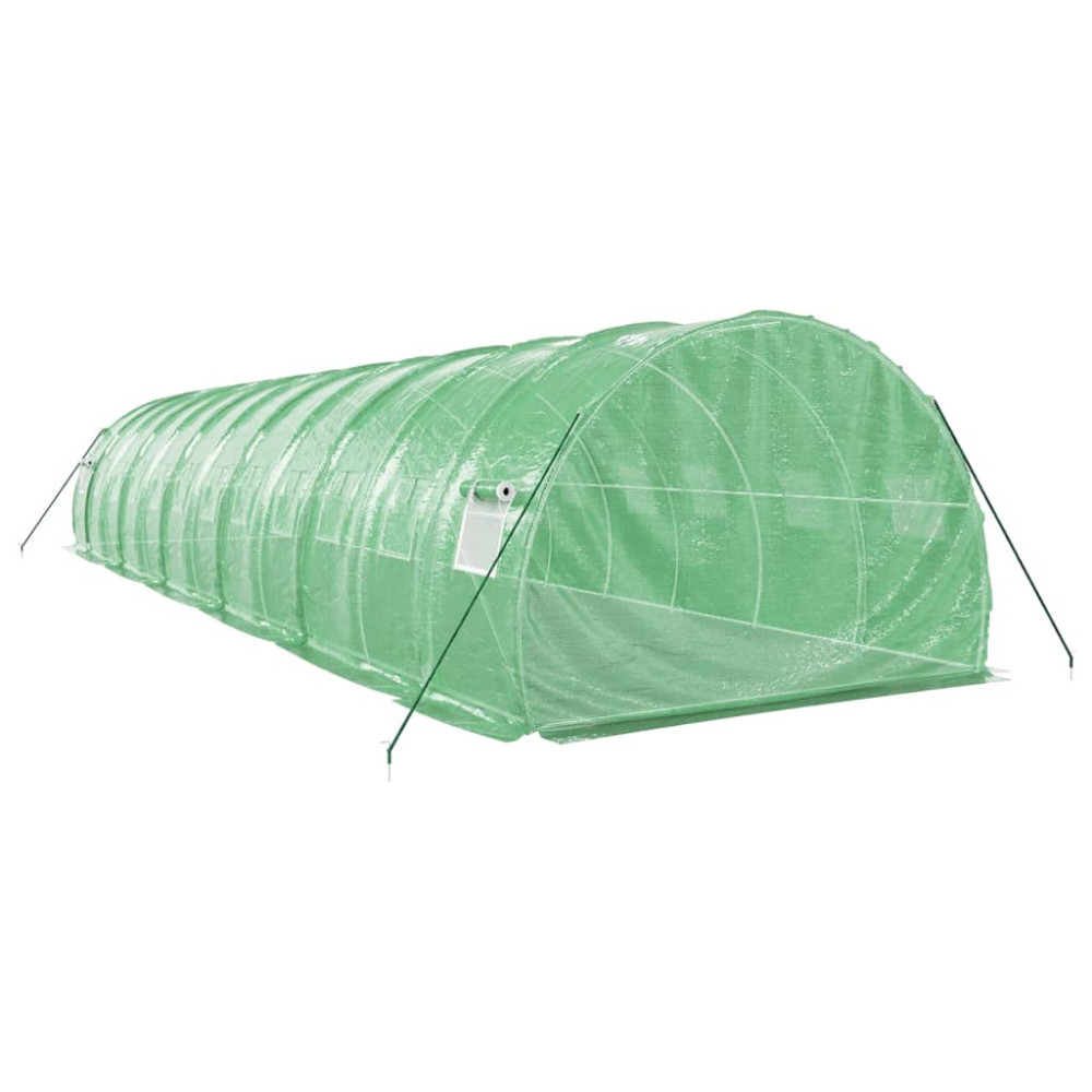 Produktbild för Växthus med stålram grön 36 m² 12x3x2 m