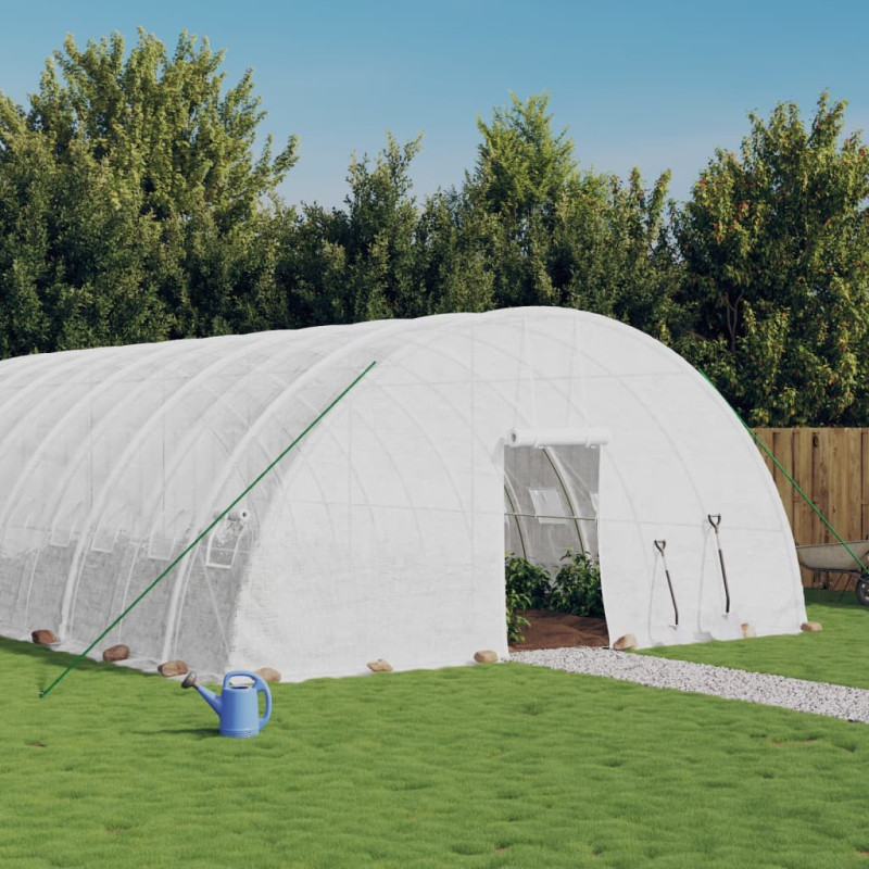 Produktbild för Växthus med stålram vit 36 m² 6x6x2,85 m