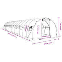 Produktbild för Växthus med stålram grön 48 m² 16x3x2 m