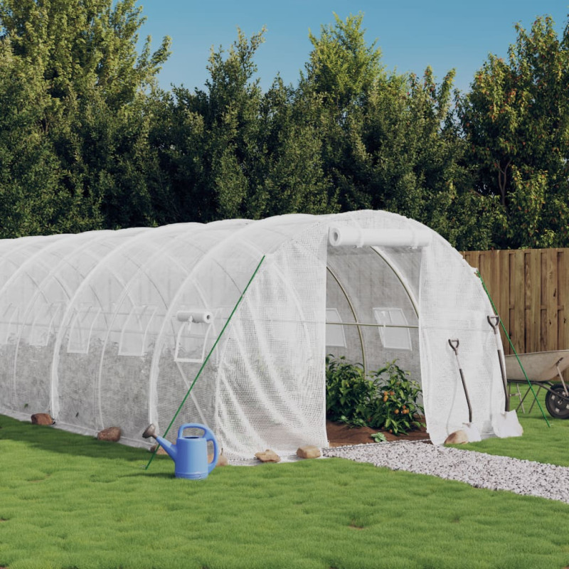 Produktbild för Växthus med stålram vit 30 m² 10x3x2 m