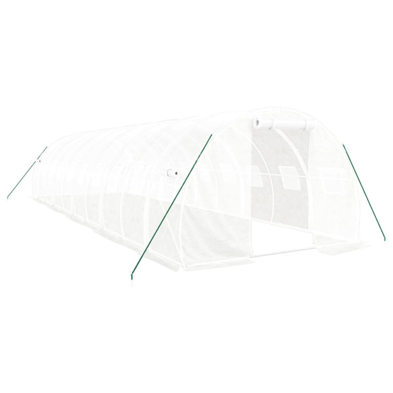 Produktbild för Växthus med stålram vit 30 m² 10x3x2 m