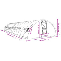 Produktbild för Växthus med stålram vit 80 m² 16x5x2,3 m