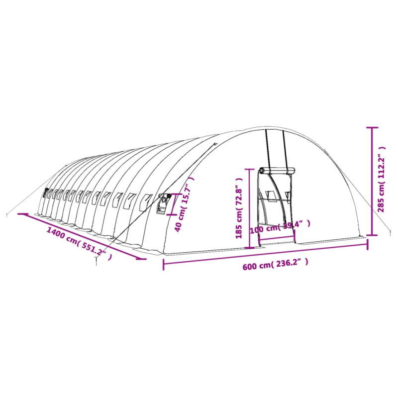 Produktbild för Växthus med stålram vit 84 m² 14x6x2,85 m