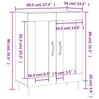 Produktbild för Skänk vit högglans 69,5x34x90 cm konstruerat trä