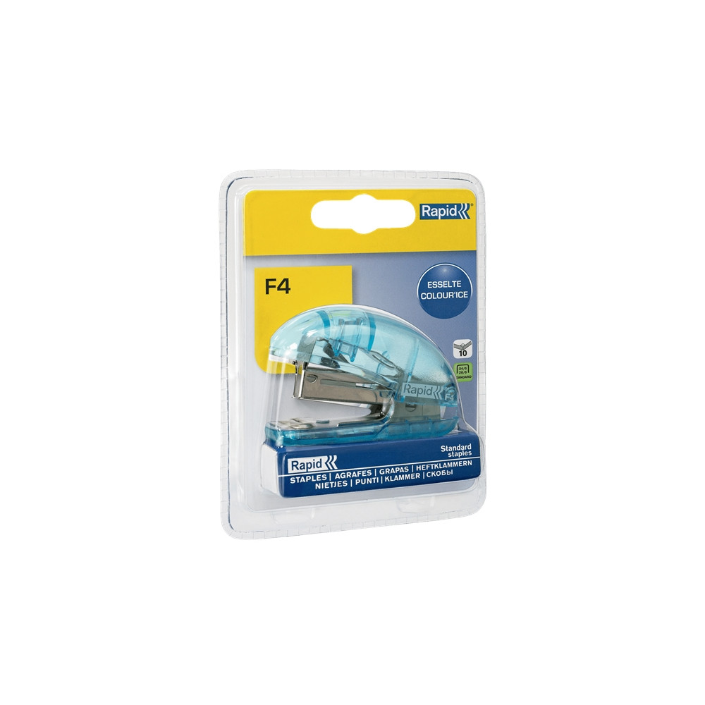 Produktbild för Rapid Colour'Ice F4 Mini - häftapparat - 10 ark - metall, ABS-plast - blå
