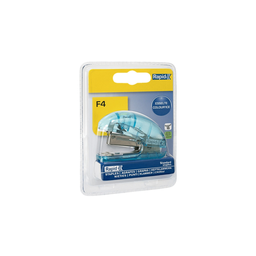 Produktbild för Rapid Colour'Ice F4 Mini - häftapparat - 10 ark - metall, ABS-plast - blå