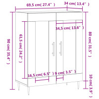 Produktbild för Skänk betonggrå 69,5x34x90 cm konstruerat trä