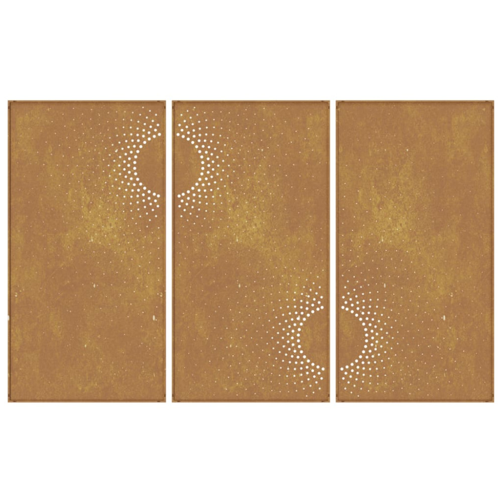 Produktbild för Väggdekorationer 3 delar 105x55 cm rosttrögt stål soldesign