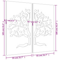 Produktbild för Väggdekorationer 3 delar 105x55 cm rosttrögt stål träddesign