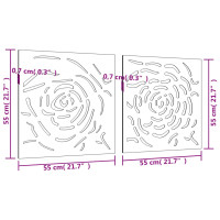 Produktbild för Väggdekorationer 3 delar 55x55 cm rosttrögt stål rosdesign