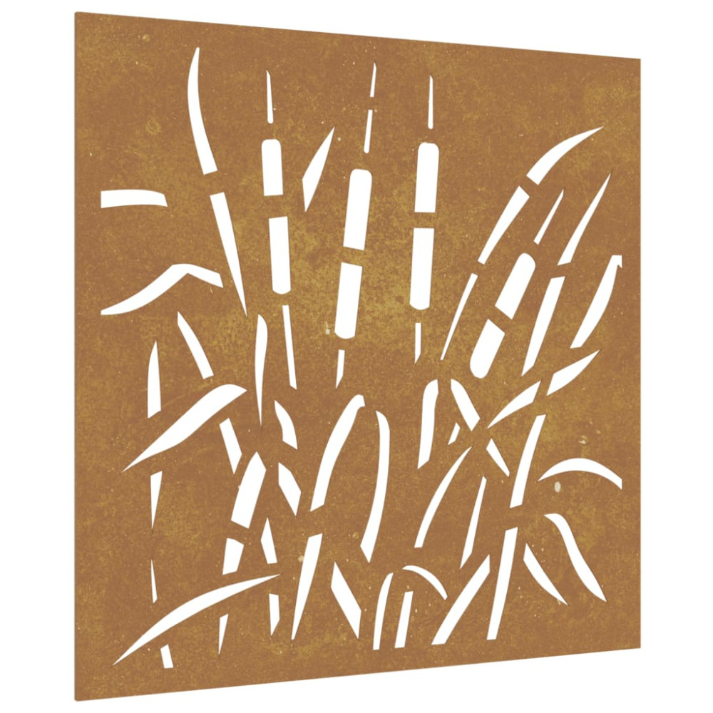 Produktbild för Väggdekoration 55x55 cm rosttrögt stål gräsdesign