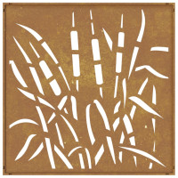 Produktbild för Väggdekoration 55x55 cm rosttrögt stål gräsdesign