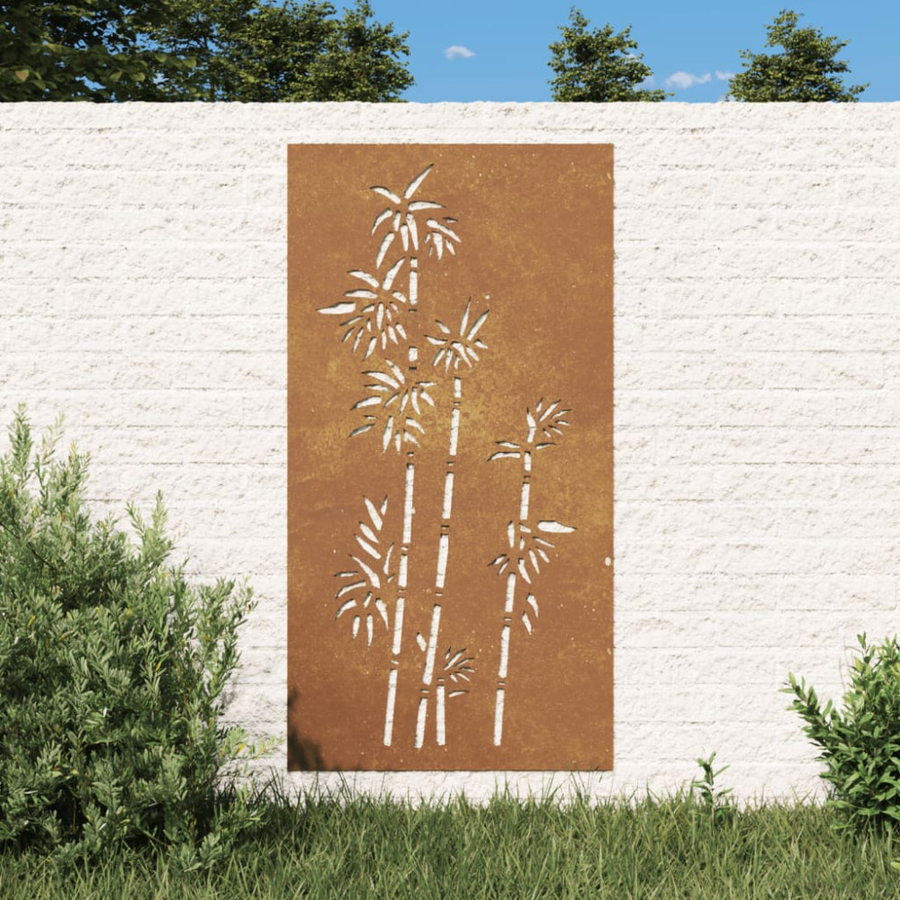 Produktbild för Väggdekoration 105x55 cm rosttrögt stål bambudesign