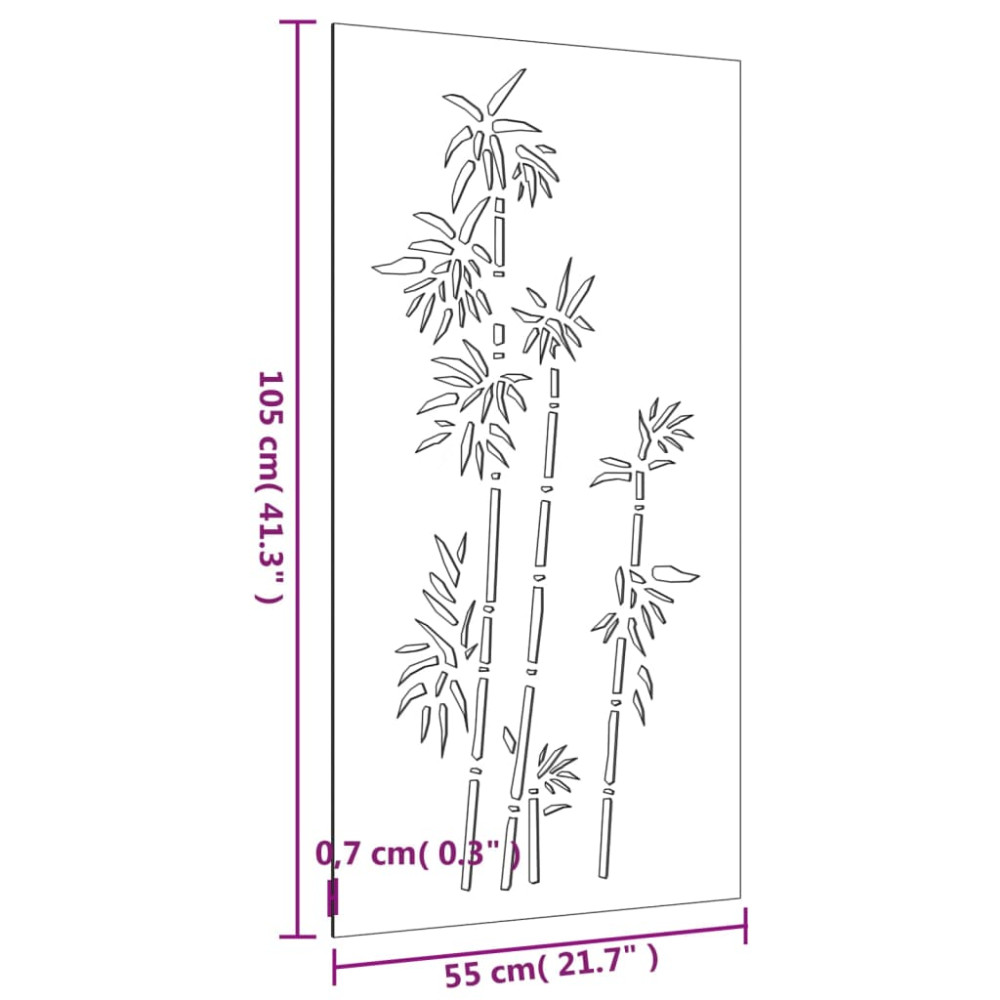 Produktbild för Väggdekoration 105x55 cm rosttrögt stål bambudesign