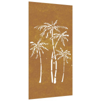Produktbild för Väggdekoration 105x55 cm rosttrögt stål palmdesign