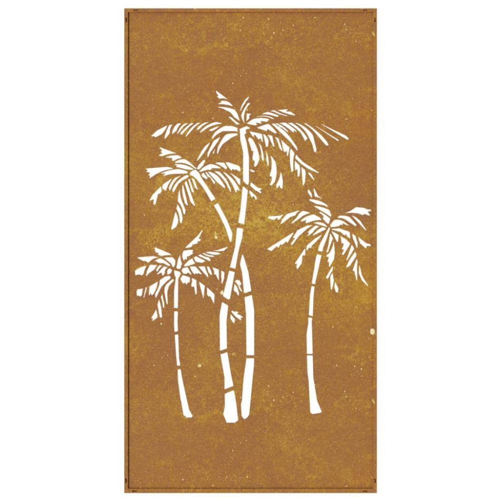 Produktbild för Väggdekoration 105x55 cm rosttrögt stål palmdesign