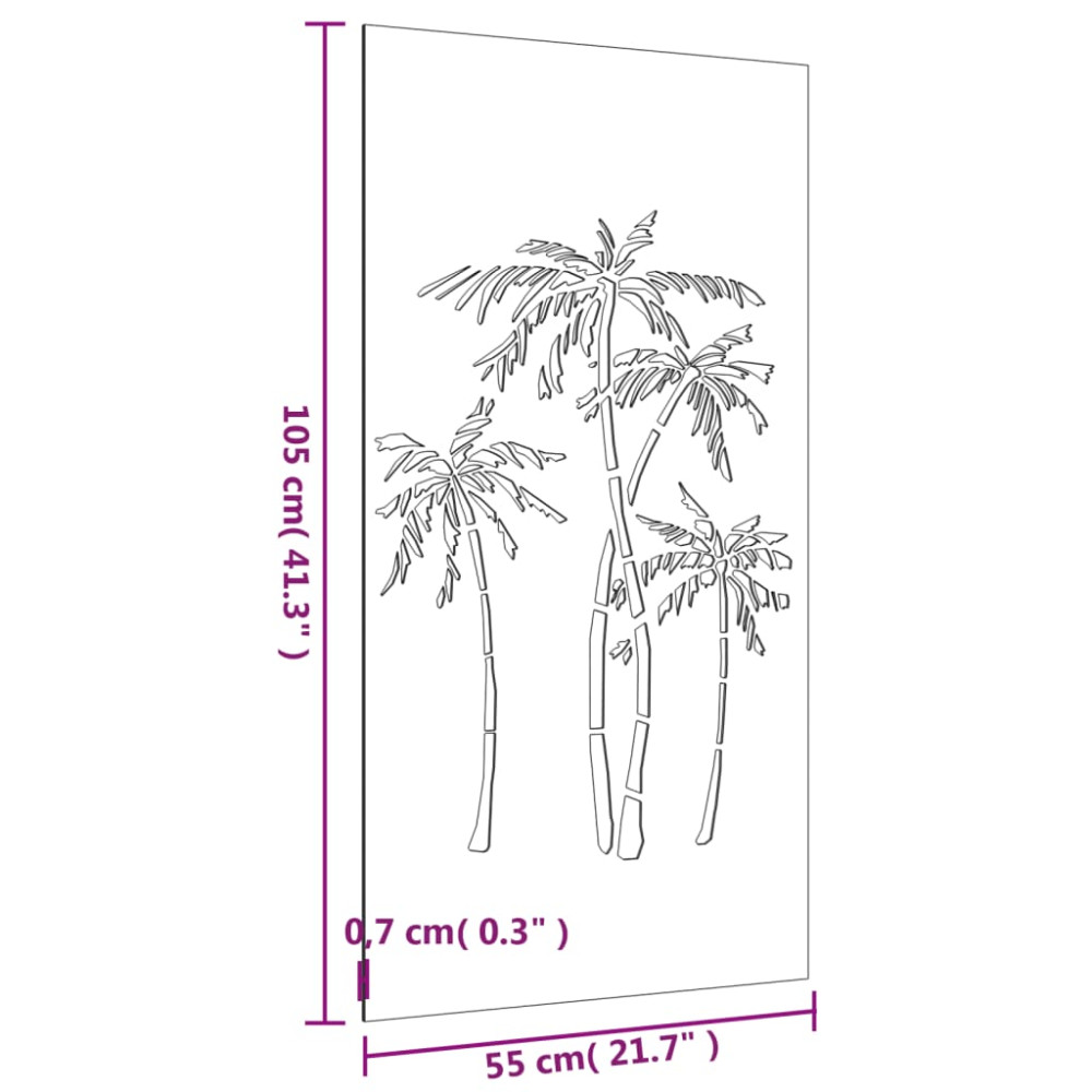 Produktbild för Väggdekoration 105x55 cm rosttrögt stål palmdesign