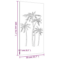 Produktbild för Väggdekoration 105x55 cm rosttrögt stål palmdesign