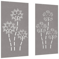 Produktbild för Väggdekorationer 2 delar 105x55cm rosttrögt stål blomdesign