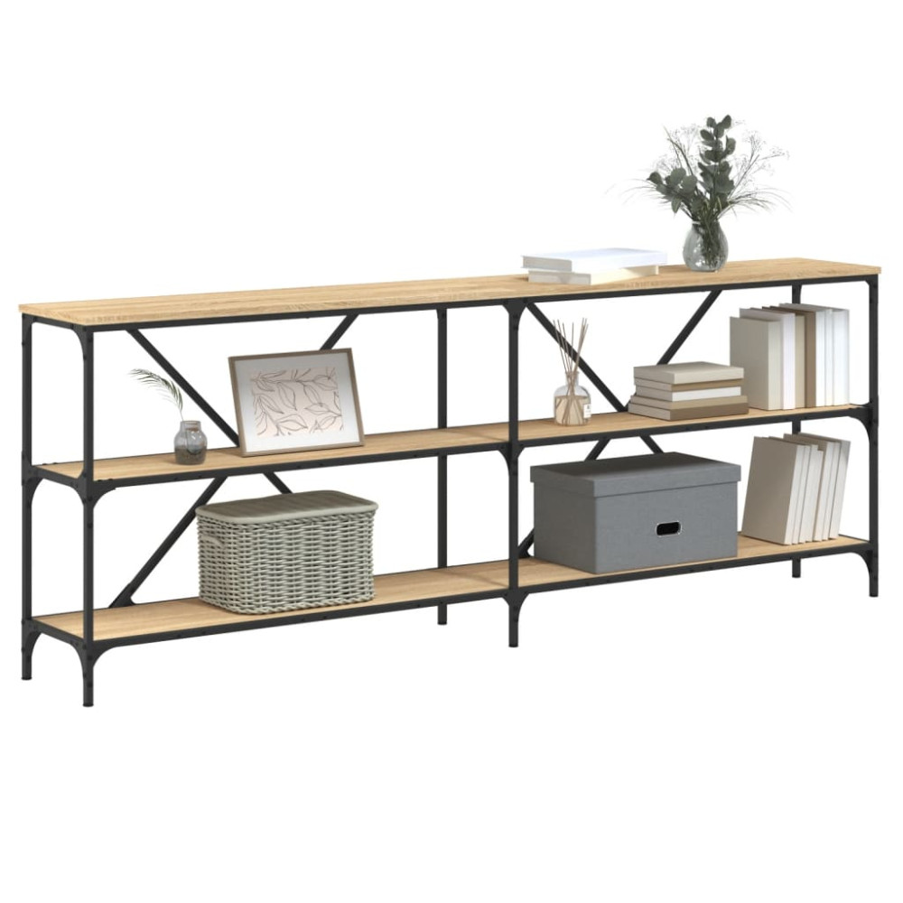 Produktbild för Konsolbord sonoma-ek 200x30x75 cm konstruerat trä och järn