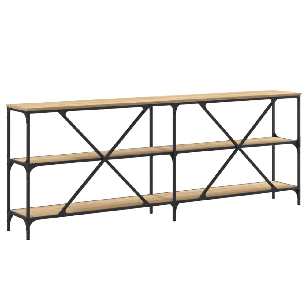 Produktbild för Konsolbord sonoma-ek 200x30x75 cm konstruerat trä och järn