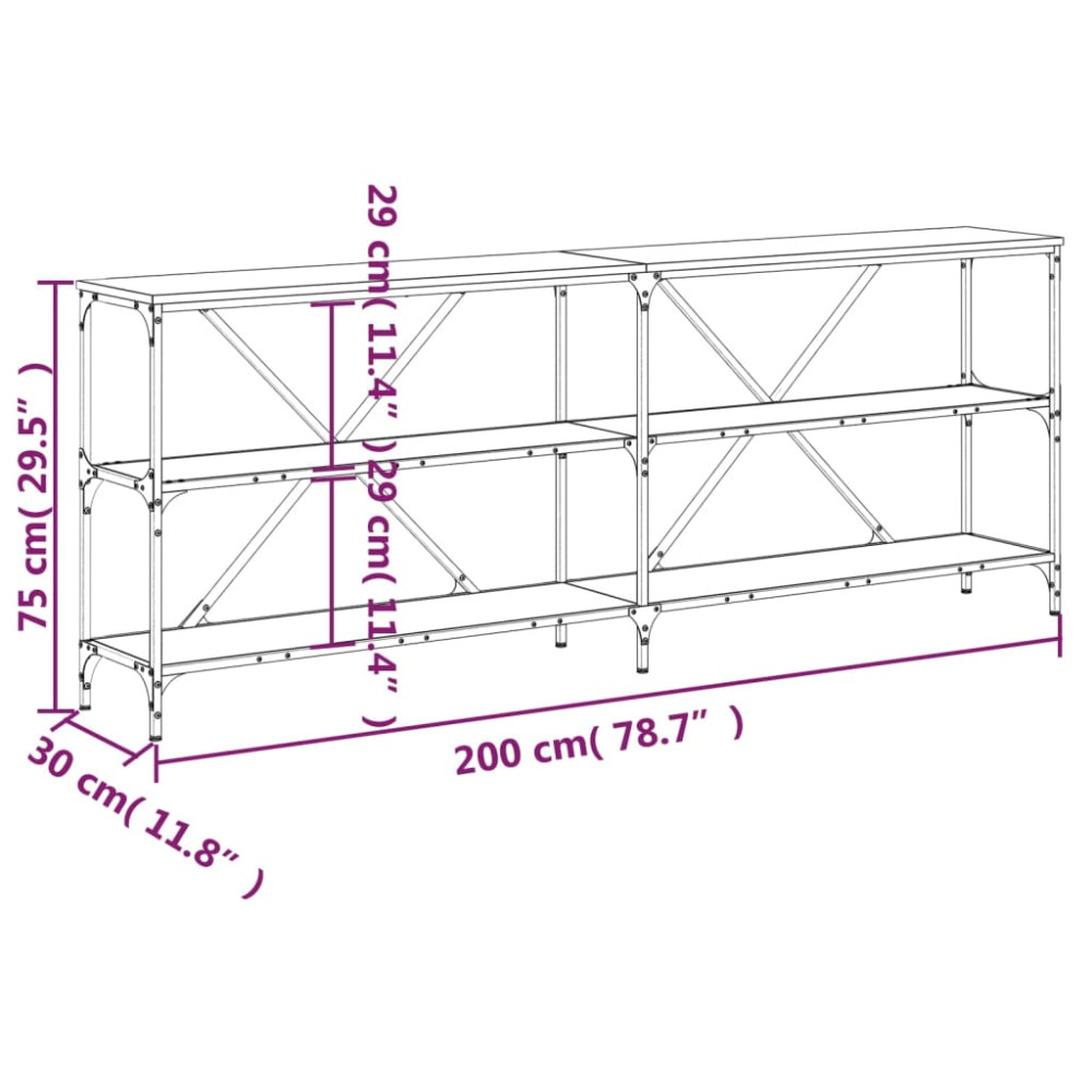 Produktbild för Konsolbord sonoma-ek 200x30x75 cm konstruerat trä och järn