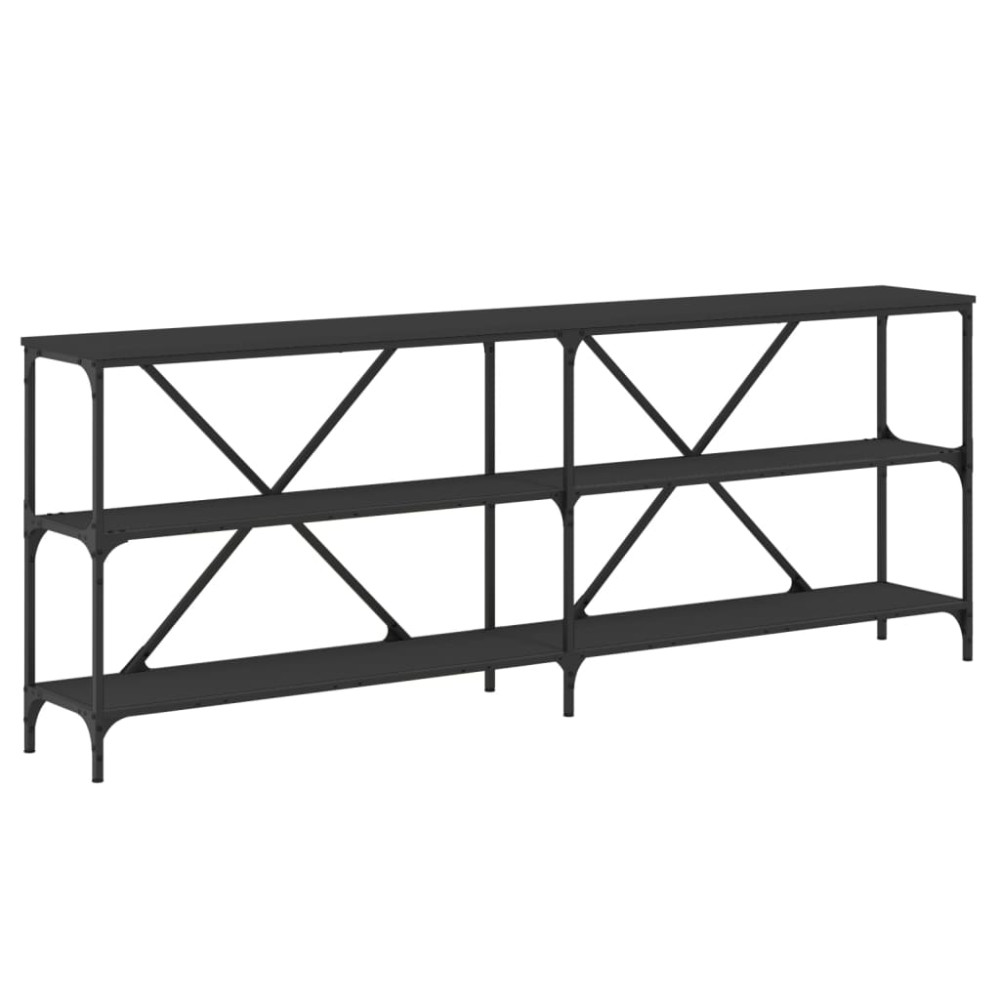 Produktbild för Konsolbord svart 200x30x75 cm konstruerat trä och järn