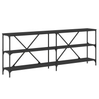 Produktbild för Konsolbord svart 200x30x75 cm konstruerat trä och järn