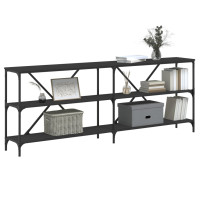 Produktbild för Konsolbord svart 200x30x75 cm konstruerat trä och järn