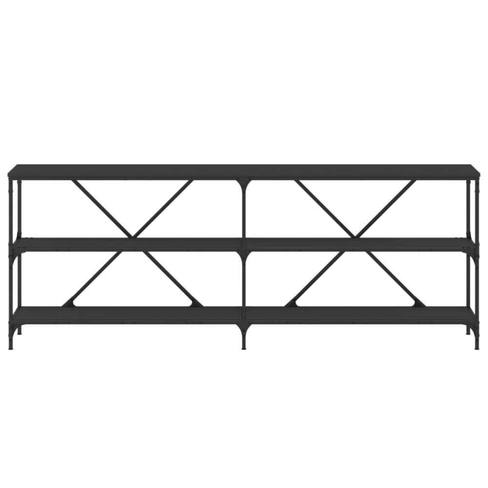 Produktbild för Konsolbord svart 200x30x75 cm konstruerat trä och järn