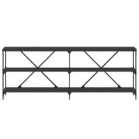 Produktbild för Konsolbord svart 200x30x75 cm konstruerat trä och järn