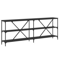 Produktbild för Konsolbord svart 200x30x75 cm konstruerat trä och järn