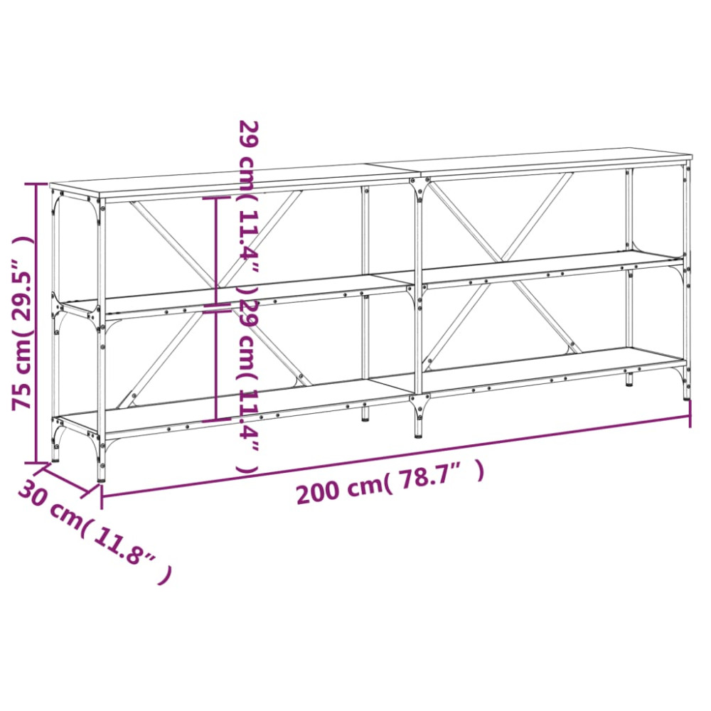 Produktbild för Konsolbord svart 200x30x75 cm konstruerat trä och järn