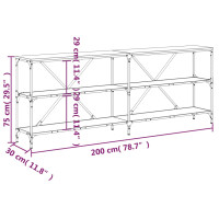 Produktbild för Konsolbord svart 200x30x75 cm konstruerat trä och järn
