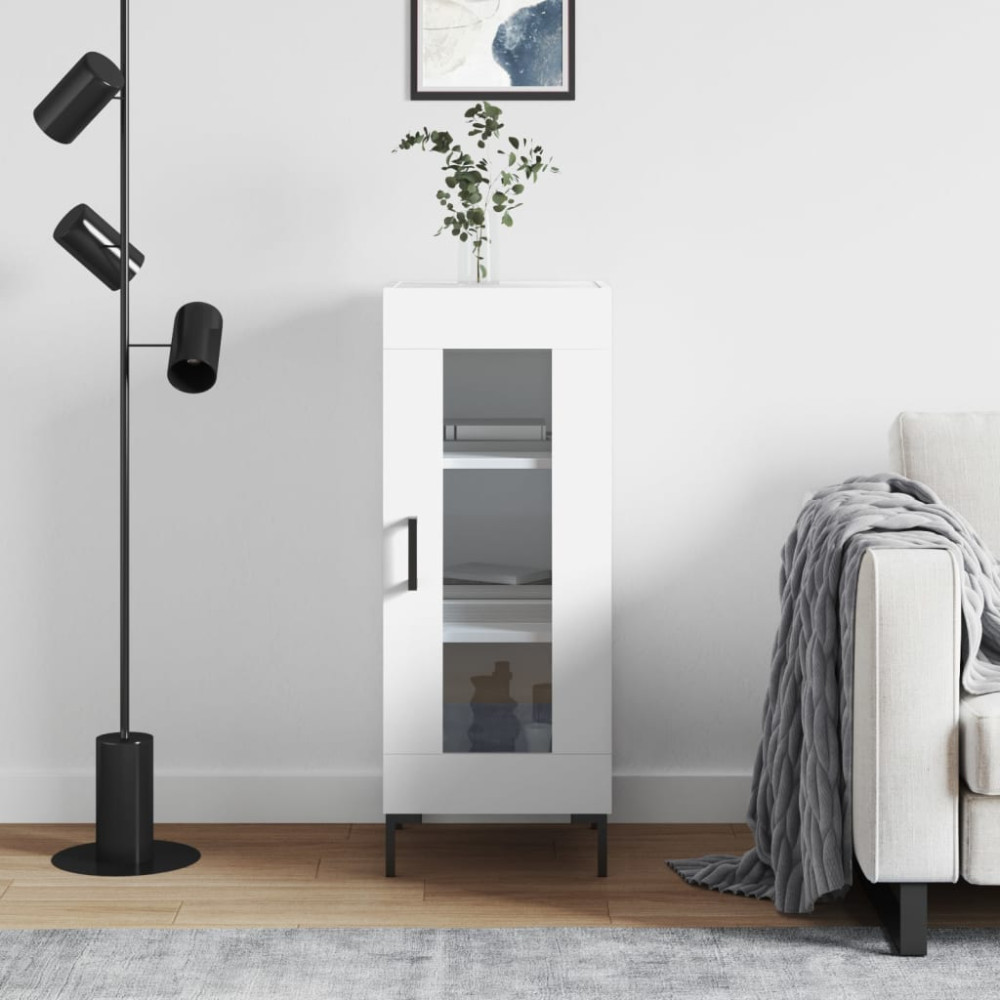Produktbild för Skänk vit 34,5x34x90 cm konstruerat trä