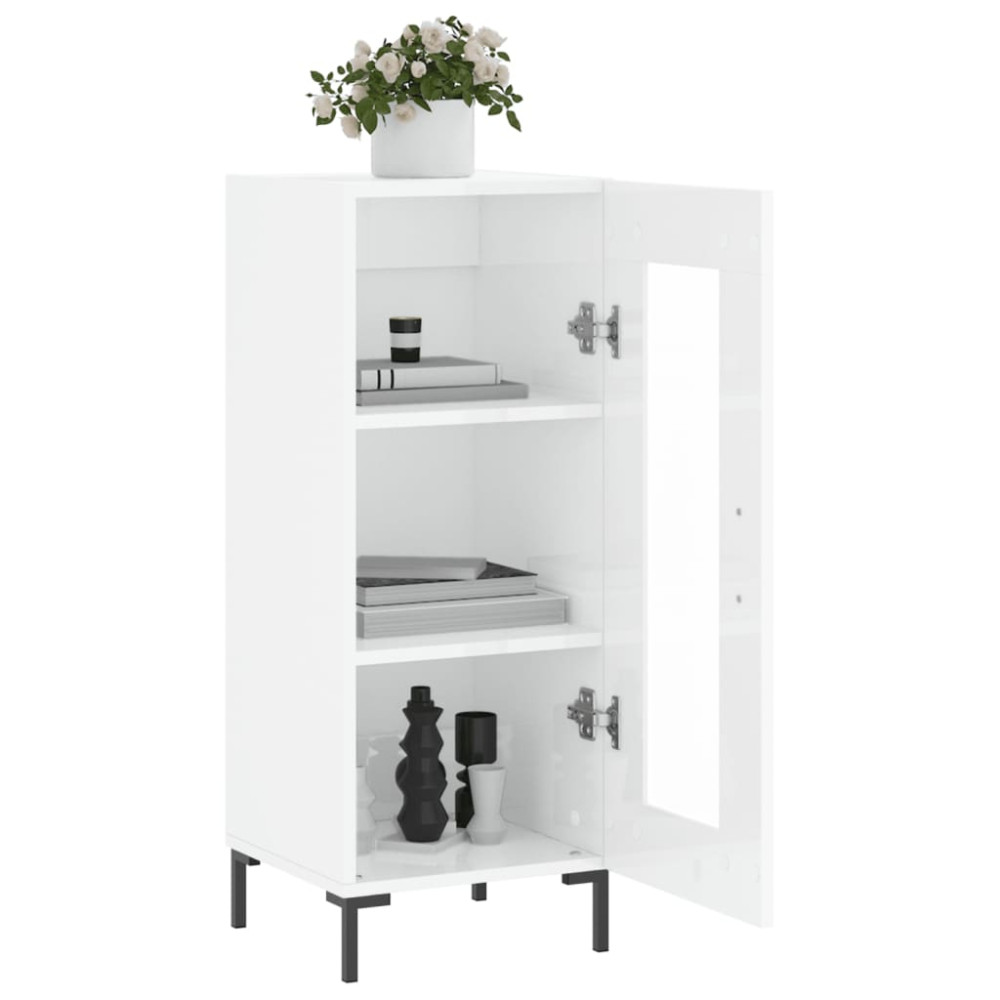 Produktbild för Skåp vit högglans 34,5x34x90 cm konstruerat trä