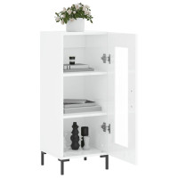 Produktbild för Skåp vit högglans 34,5x34x90 cm konstruerat trä