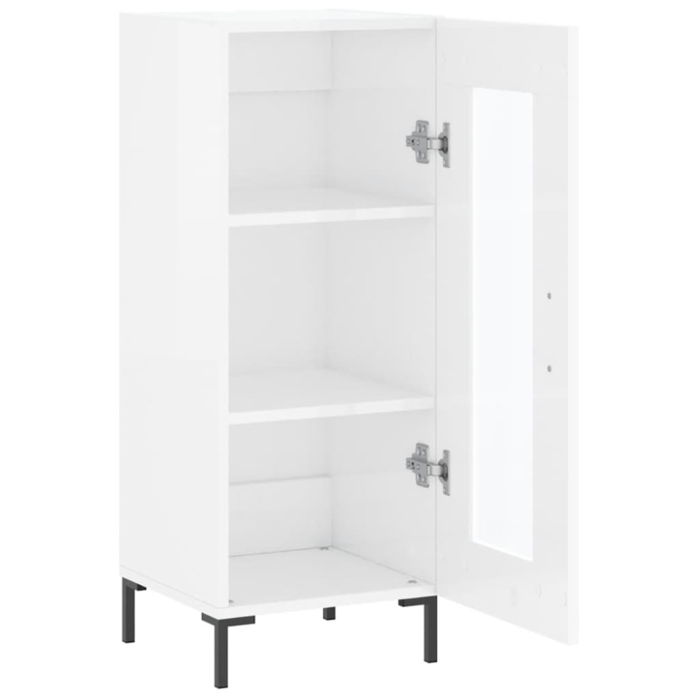 Produktbild för Skåp vit högglans 34,5x34x90 cm konstruerat trä