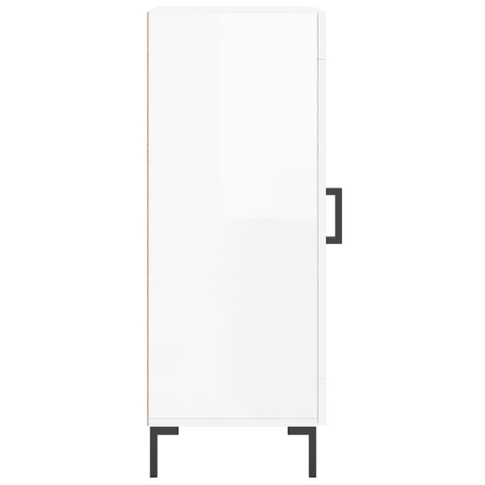 Produktbild för Skåp vit högglans 34,5x34x90 cm konstruerat trä