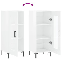 Produktbild för Skåp vit högglans 34,5x34x90 cm konstruerat trä