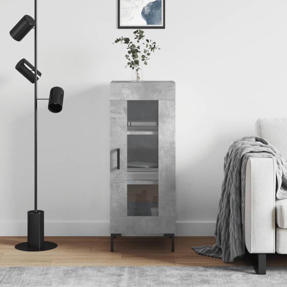 Produktbild för Skåp betonggrå 34,5x34x90 cm konstruerat trä